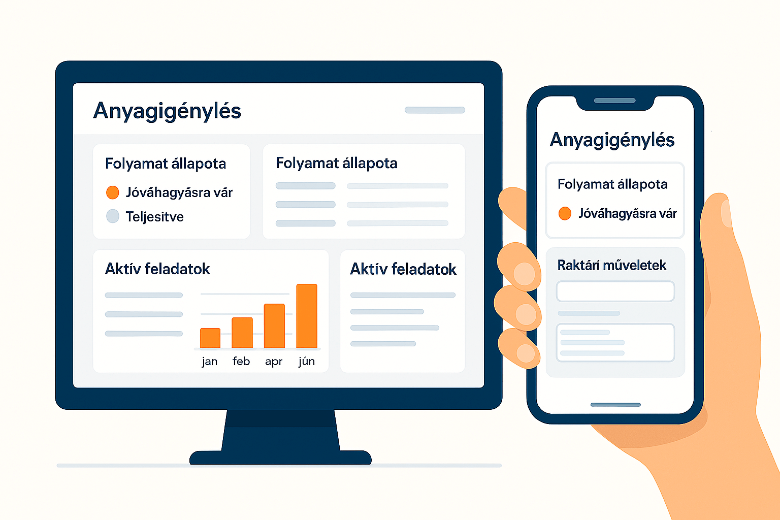 Power Apps alkalmazások (desktop + mobil) illusztráció